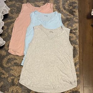 Eddie Bauer Women's V-Neck Tank Tops - Gray, Blue, Pink